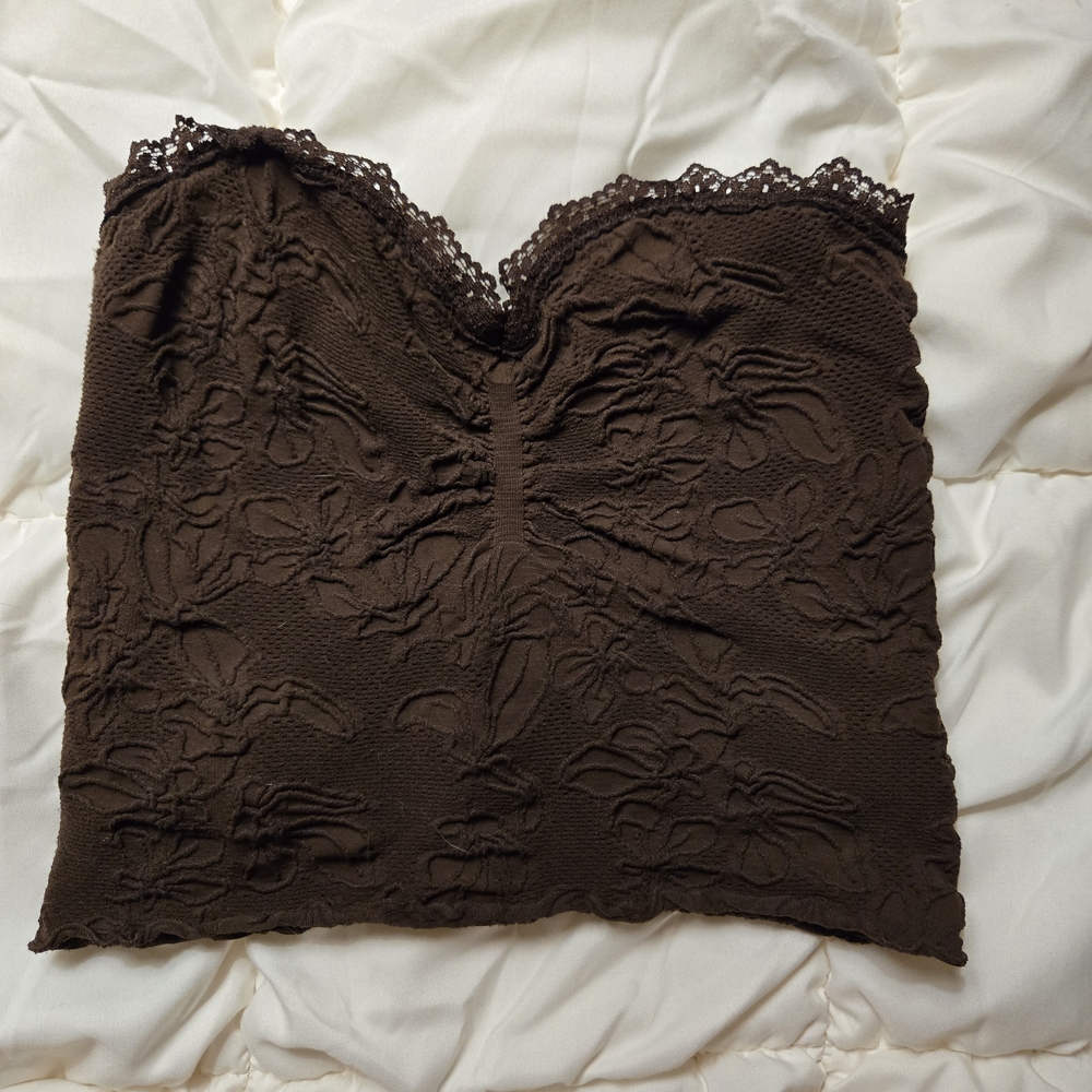 FULL TILT Seamless Lace Trim Textured Womens Tube Top